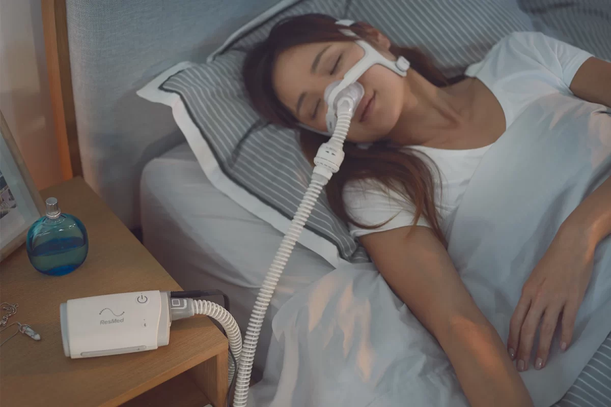 ResMed AirMini portable CPAP in use
