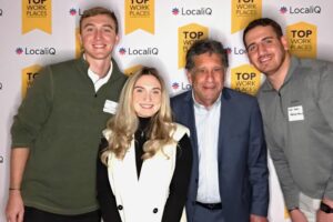 AmeriCare Medical team at the Top Workplace event. From left to right: Joshua Schacht (HR Generalist); Madelyn Darbonne (Marketing Specialist); Greg Jamian (President & CEO); David Kashat (HR Recruiter).